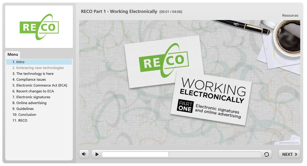 RECO Part1 - Working Electronically